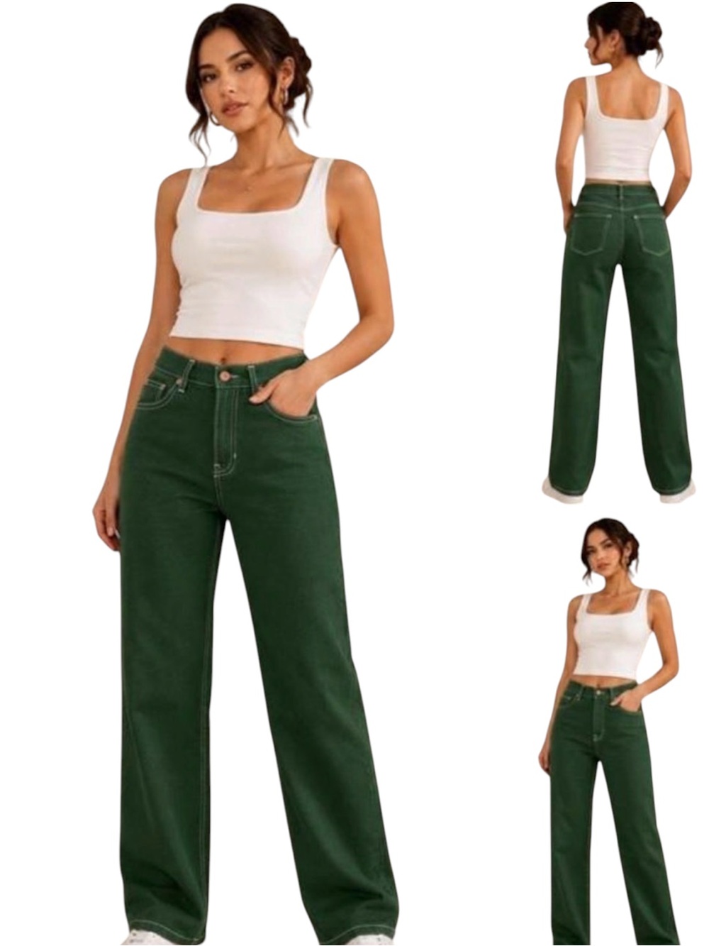 Reformation Jeans Cowboy High Rise Straight Jeans Emerald Green size 28 - Picture 2 of 10